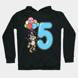 Fifth 5th Balloon Monkey Children's Birthday Hoodie